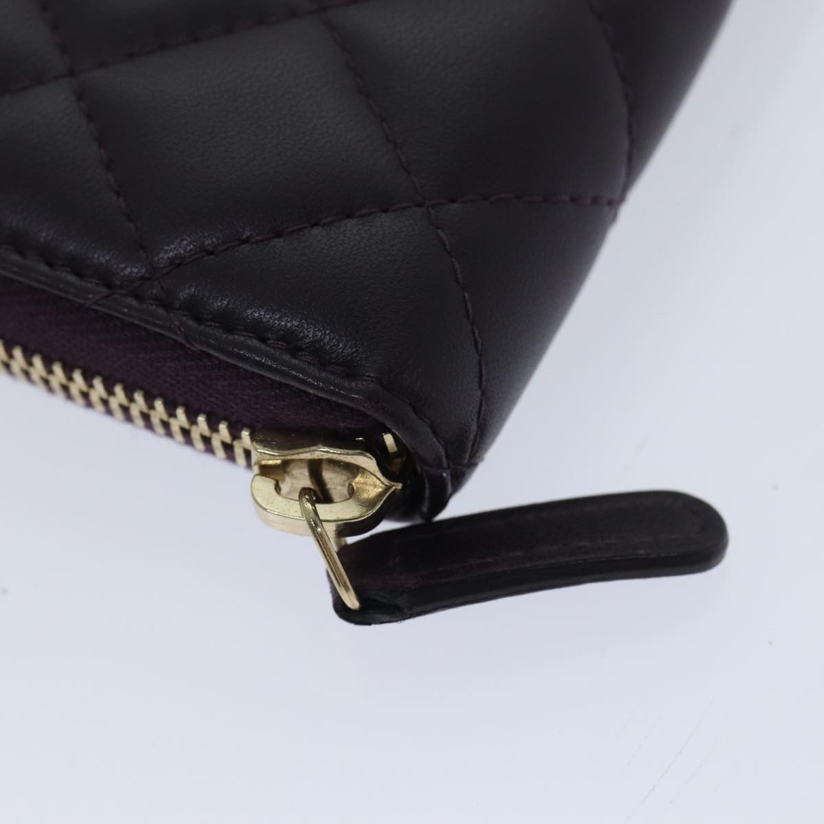 CHANEL Matelasse Long Wallet Lamb Skin Purple Gold CC yk15217