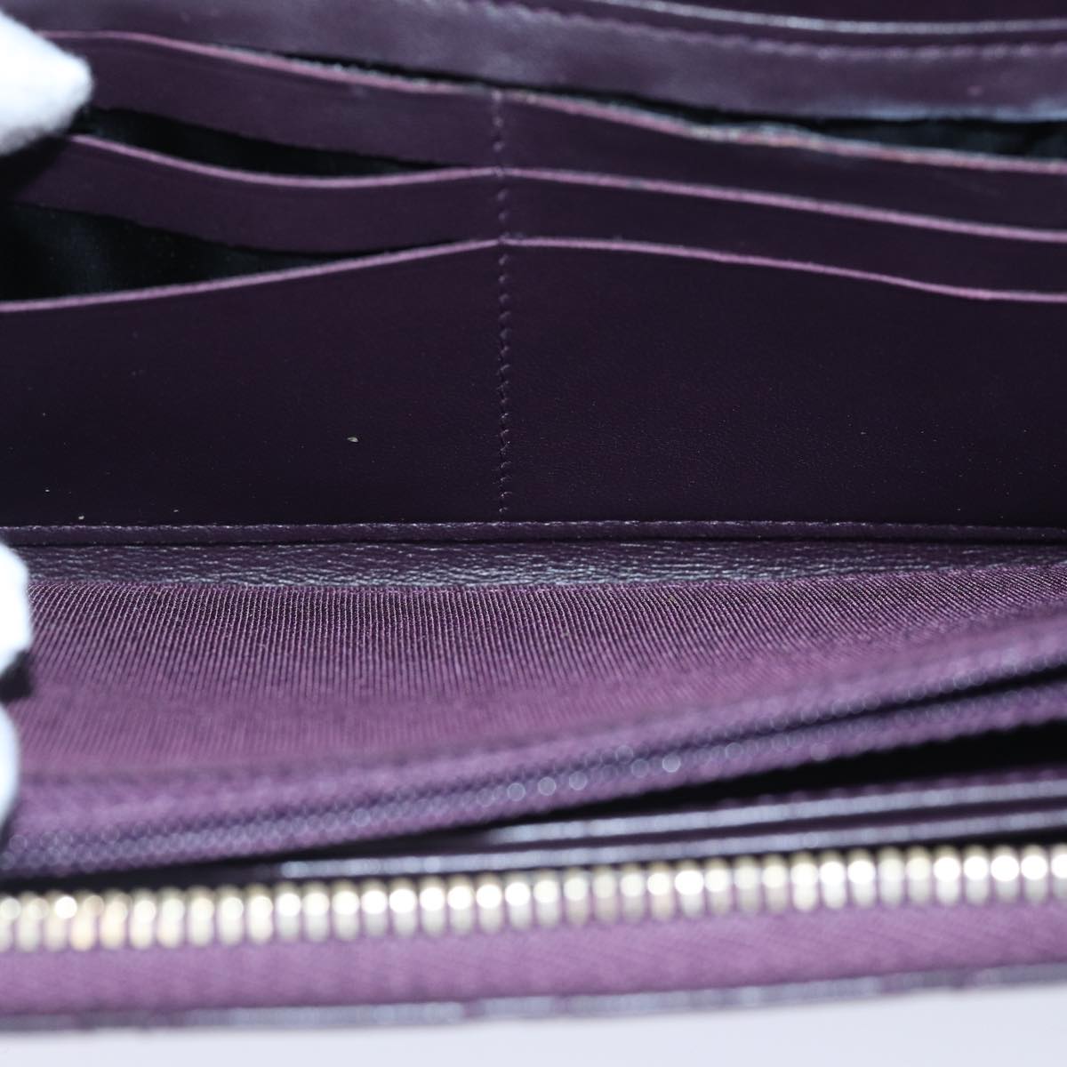 CHANEL Matelasse Long Wallet Lamb Skin Purple Gold CC yk15217
