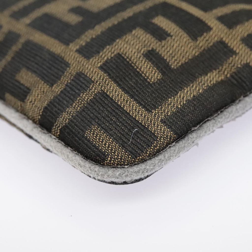 FENDI Zucca Canvas Pouch Black Gold Brown yk15224