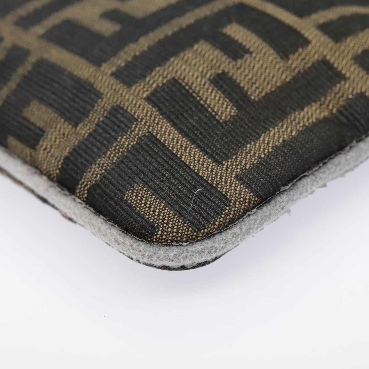 FENDI Zucca Canvas Pouch Black Gold Brown yk15224