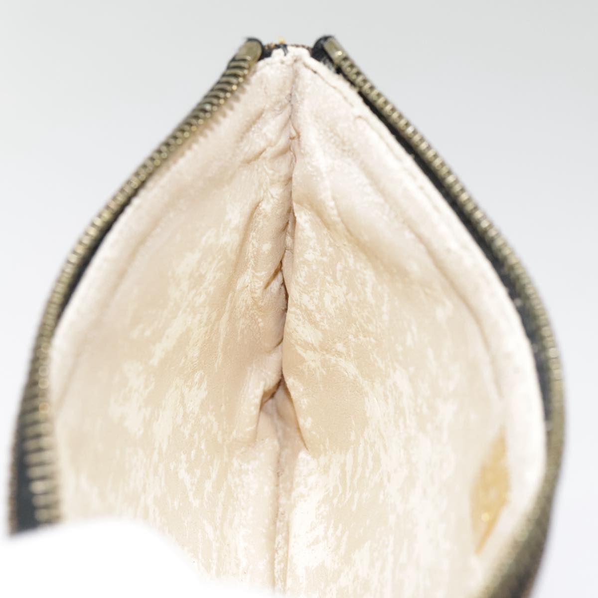 FENDI Zucca Canvas Pouch Black Gold Brown yk15224