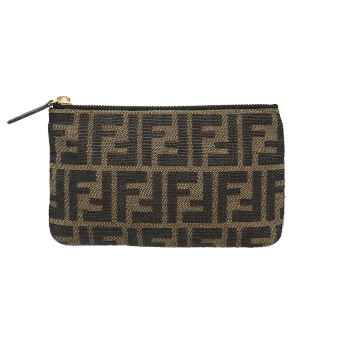 FENDI Zucca Canvas Pouch Black Gold Brown yk15224