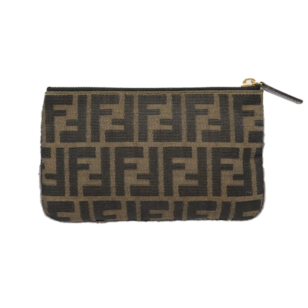 FENDI Zucca Canvas Pouch Black Gold Brown yk15224