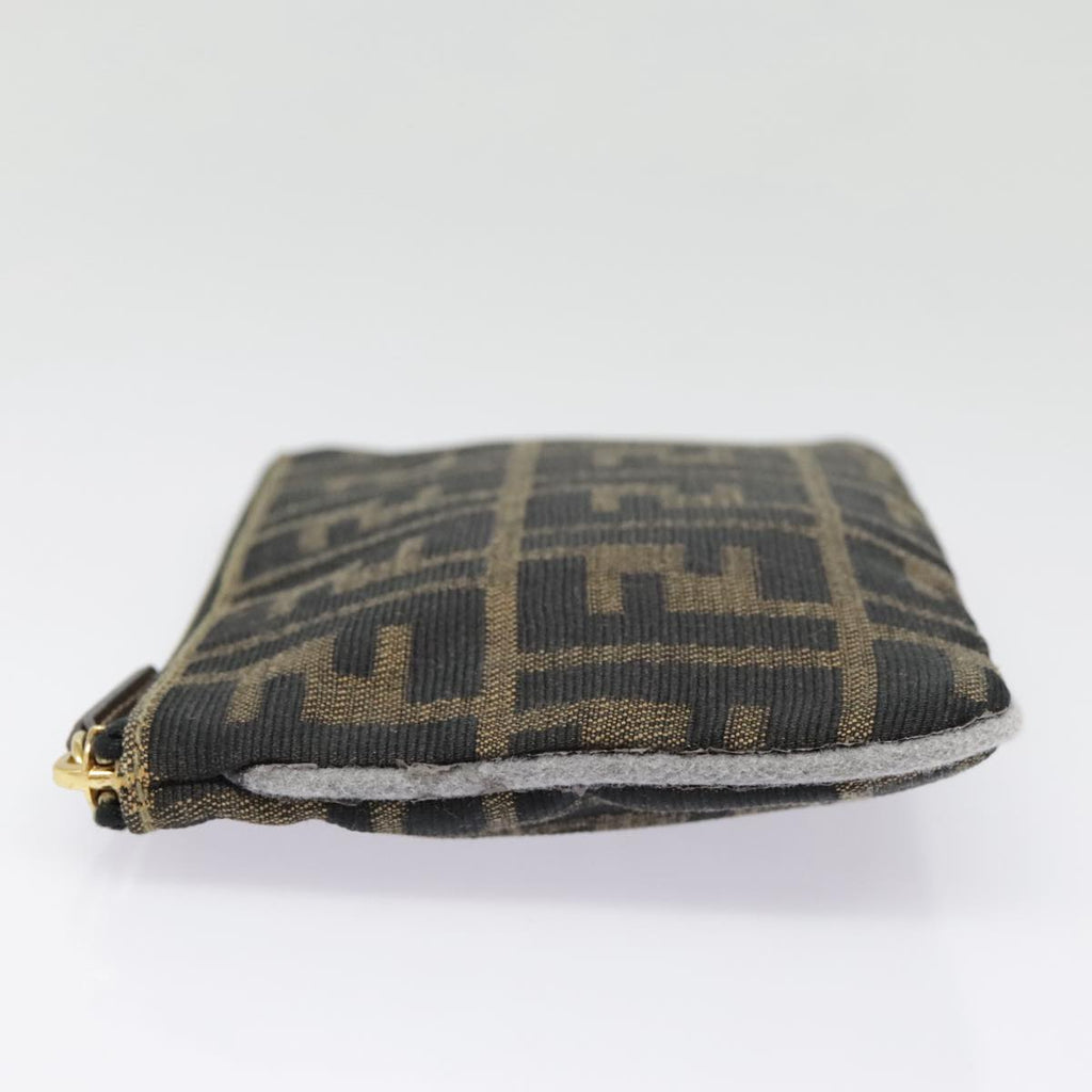 FENDI Zucca Canvas Pouch Black Gold Brown yk15224