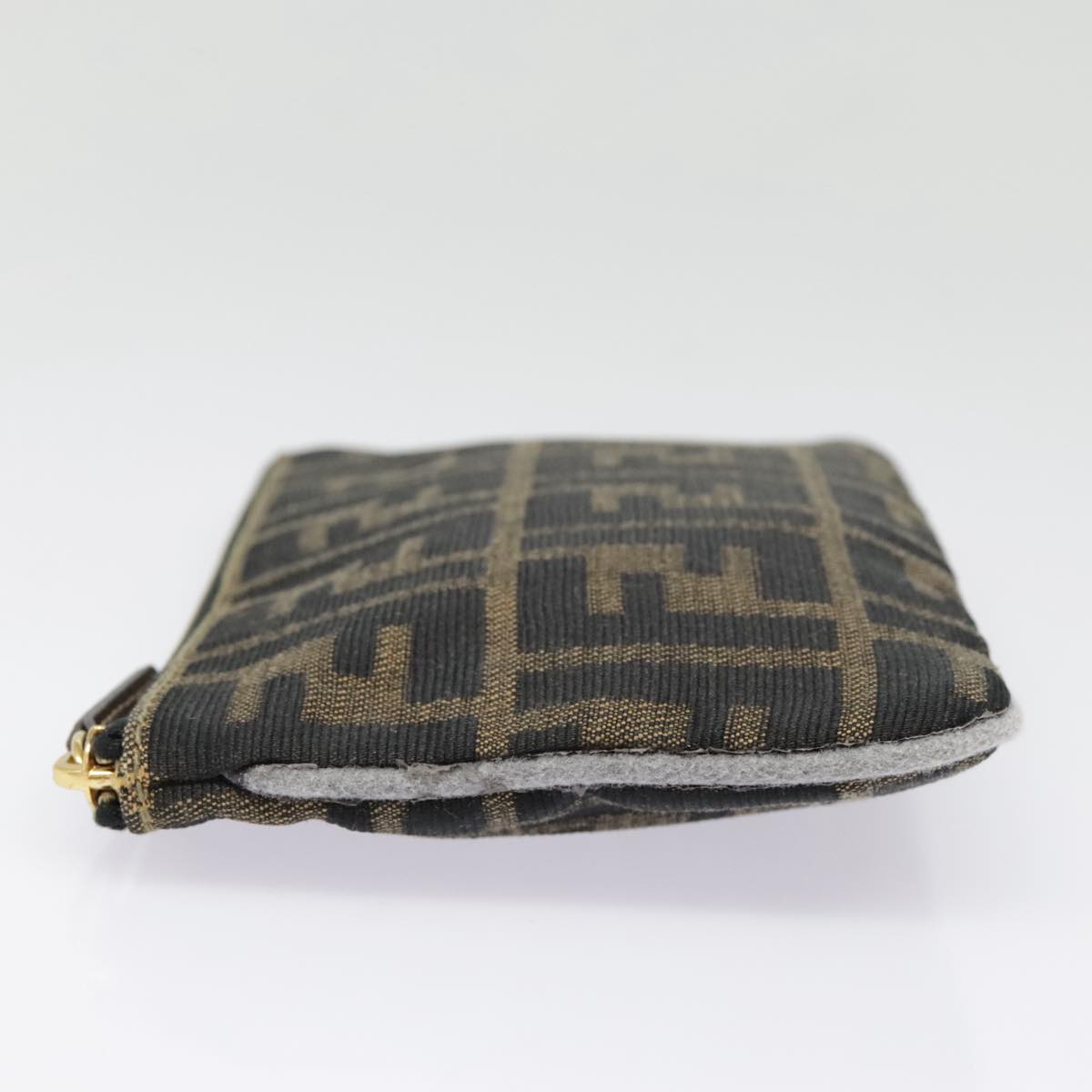 FENDI Zucca Canvas Pouch Black Gold Brown yk15224