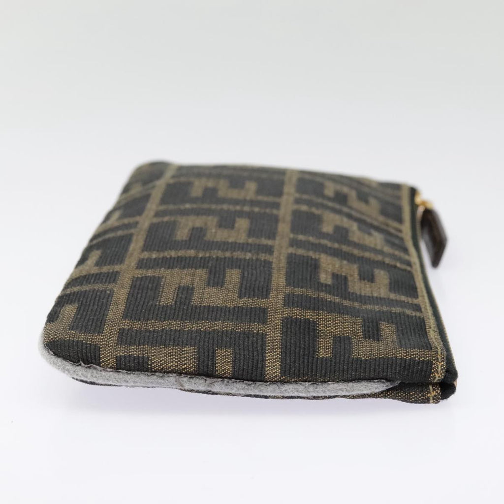 FENDI Zucca Canvas Pouch Black Gold Brown yk15224