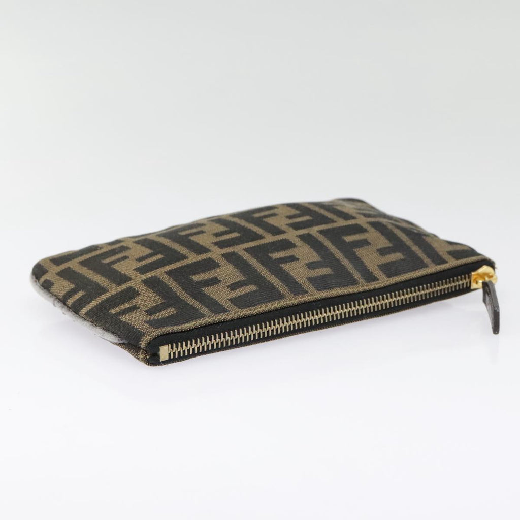 FENDI Zucca Canvas Pouch Black Gold Brown yk15224
