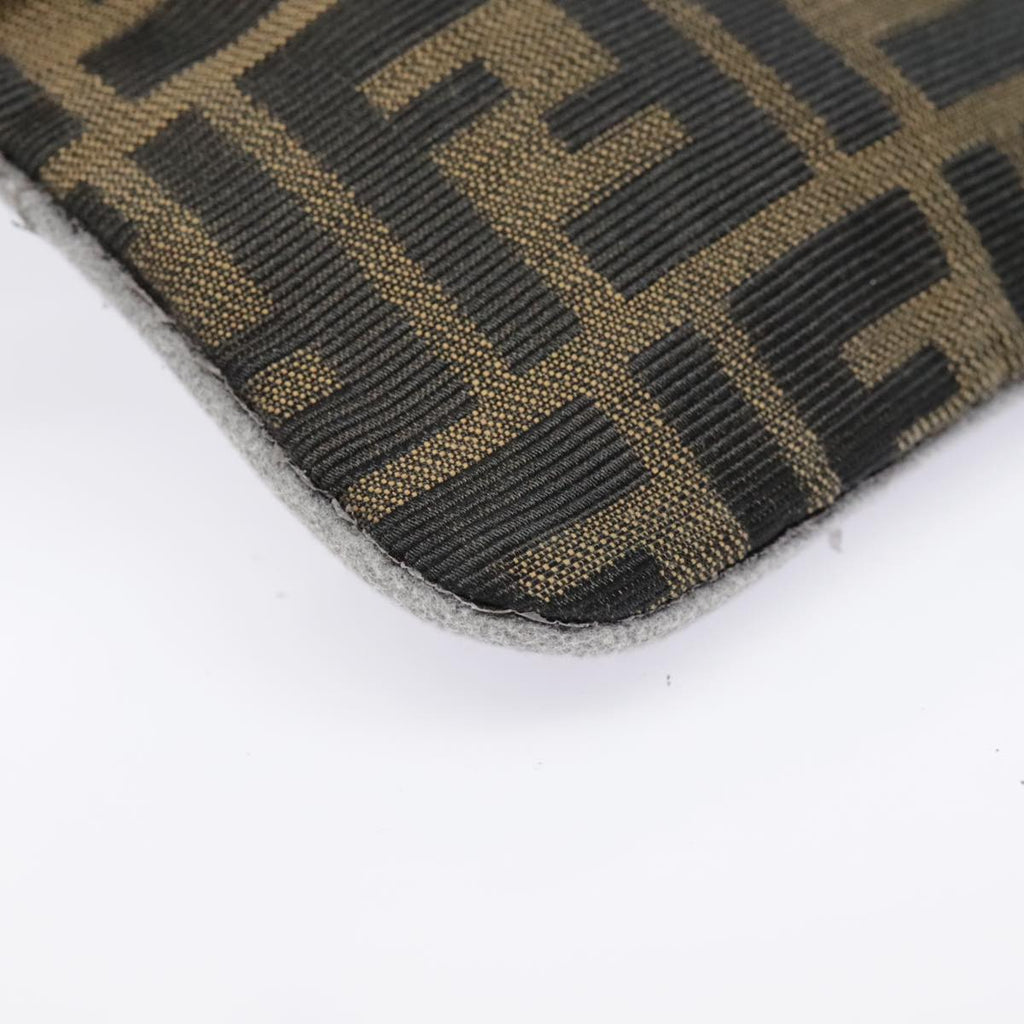 FENDI Zucca Canvas Pouch Black Gold Brown yk15224