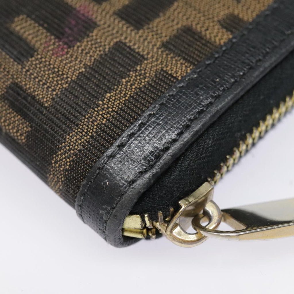 FENDI Zucca Canvas Wallet Black Brown gold yk15225