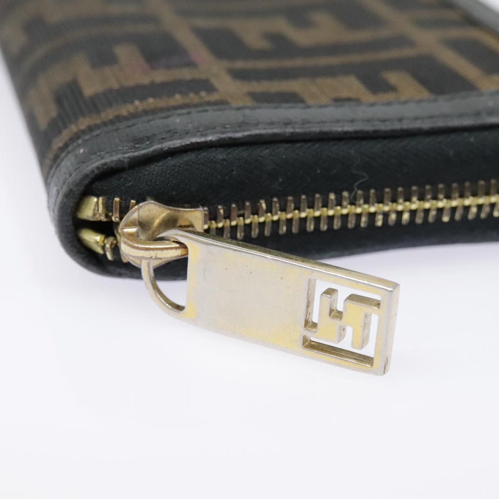 FENDI Zucca Canvas Wallet Black Brown gold yk15225