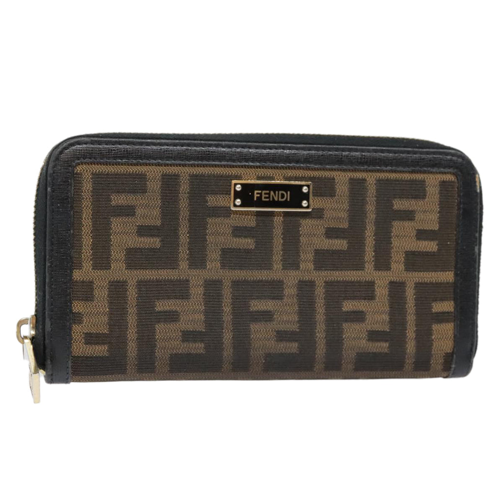 FENDI Zucca Canvas Wallet Black Brown gold yk15225