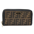 FENDI Zucca Canvas Wallet Black Brown gold yk15225
