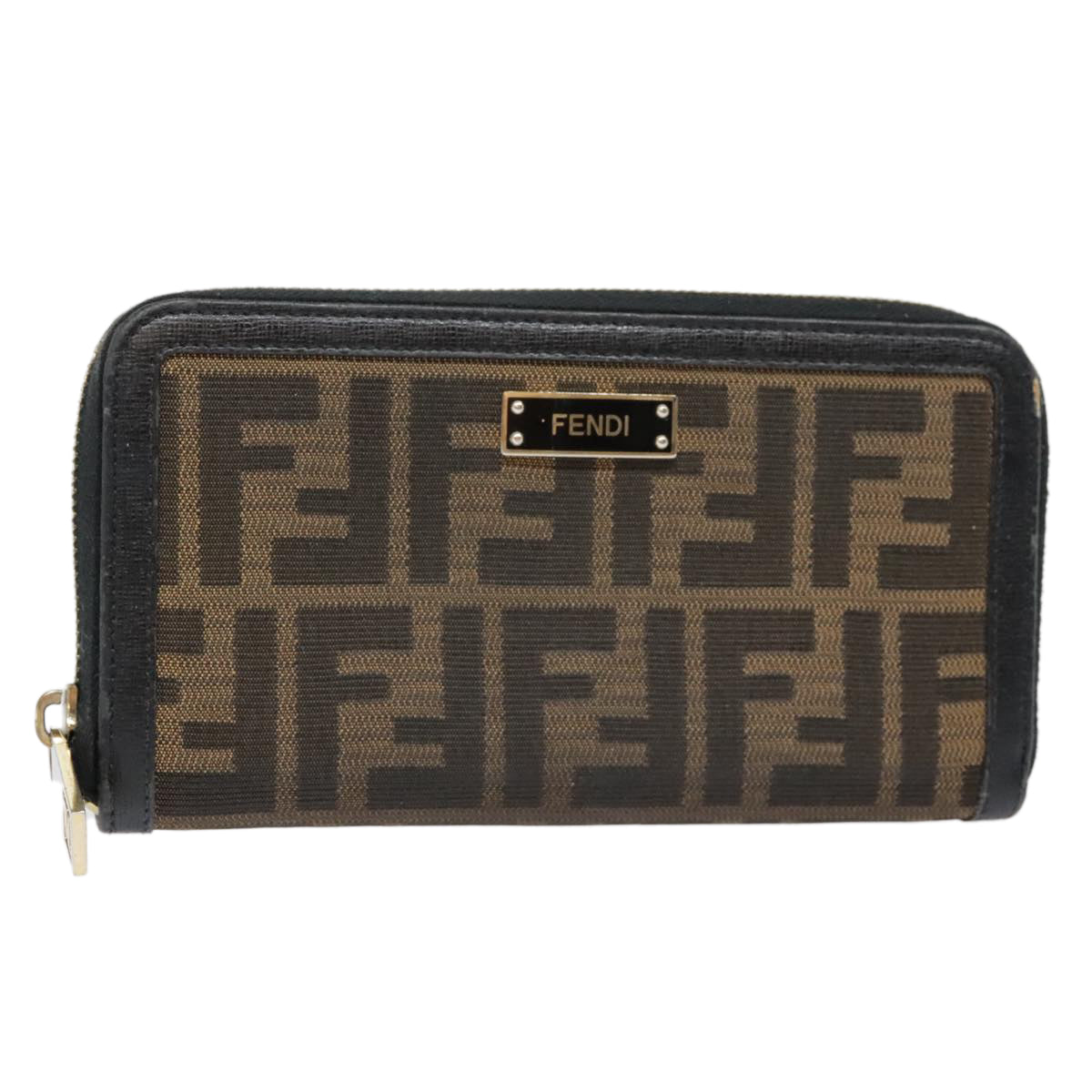 FENDI Zucca Canvas Wallet Black Brown gold yk15225