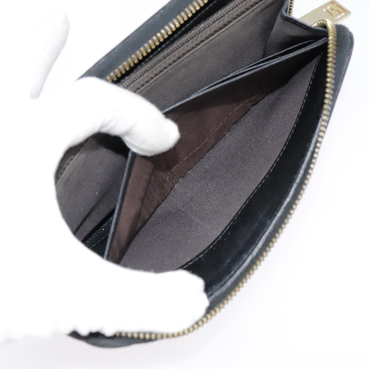 FENDI Zucca Canvas Wallet Black Brown gold yk15225
