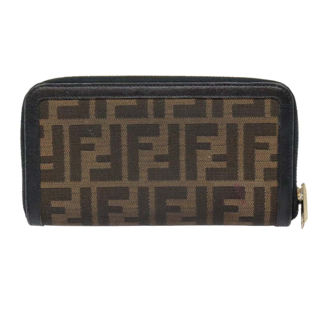 FENDI Zucca Canvas Wallet Black Brown gold yk15225