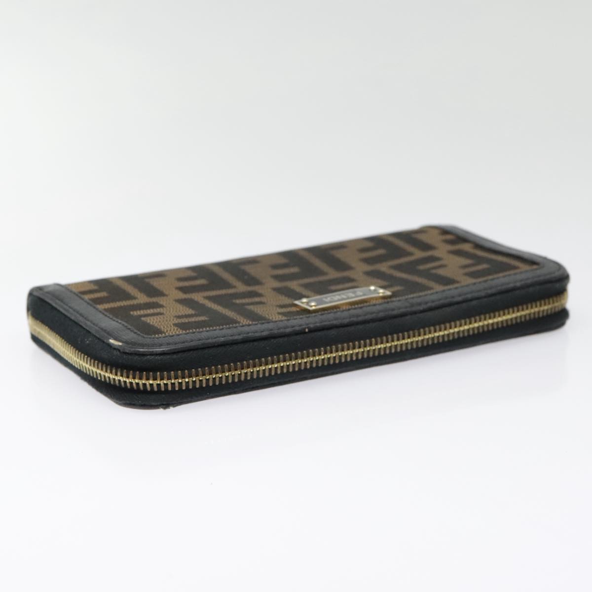 FENDI Zucca Canvas Wallet Black Brown gold yk15225