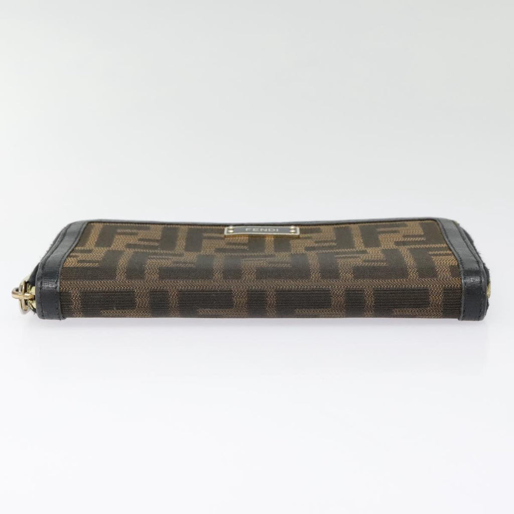 FENDI Zucca Canvas Wallet Black Brown gold yk15225