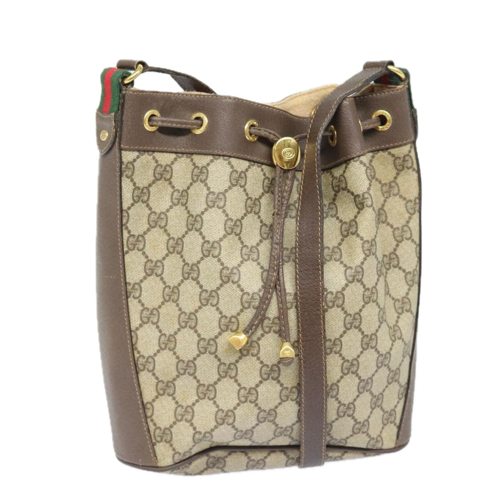 GUCCI GG Supreme Web Sherry Line Shoulder Bag PVC Beige 164 02 034 yk15230