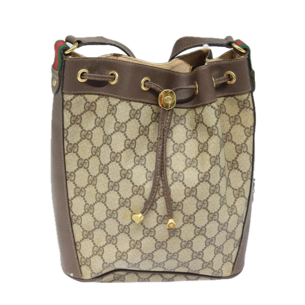 GUCCI GG Supreme Web Sherry Line Shoulder Bag PVC Beige 164 02 034 yk15230
