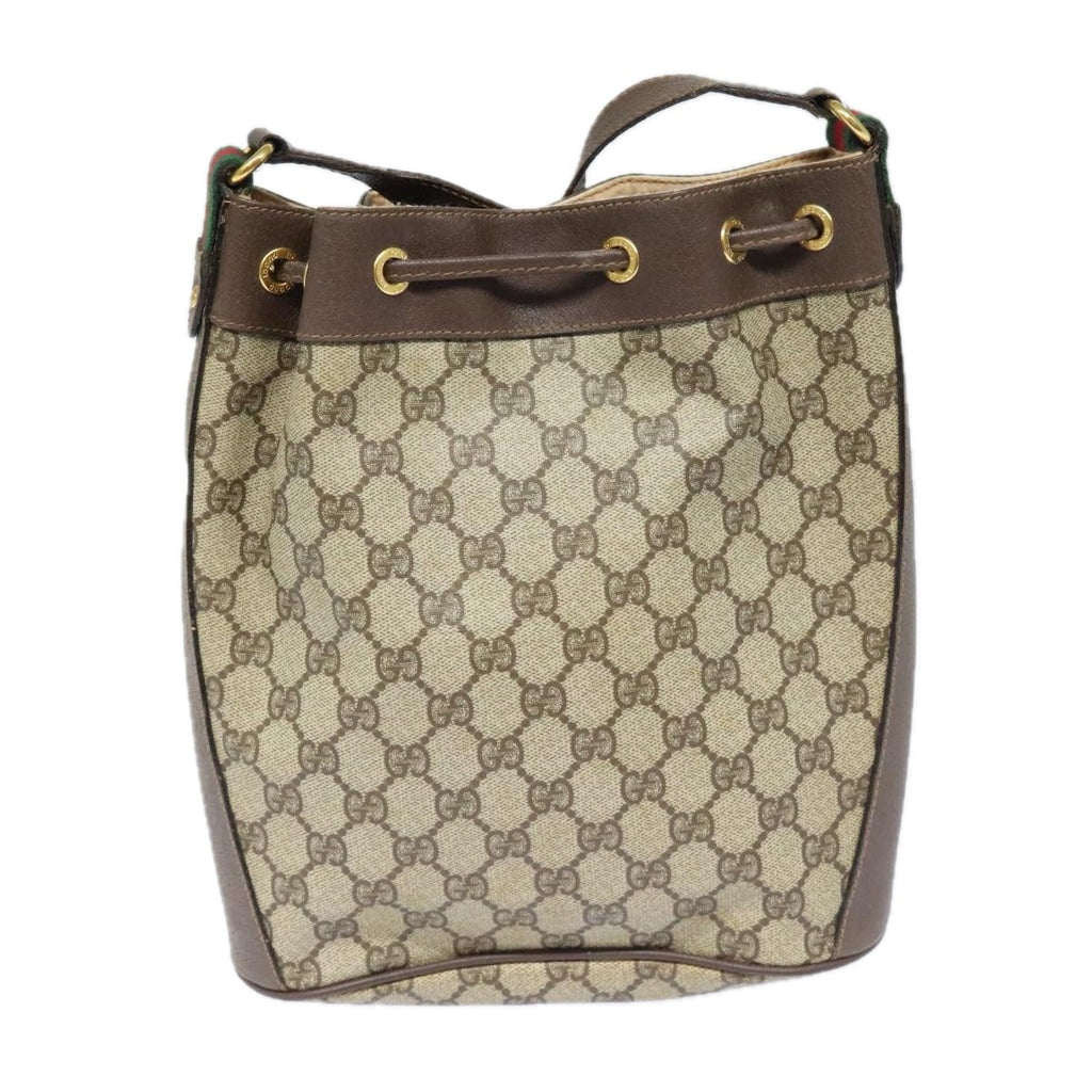 GUCCI GG Supreme Web Sherry Line Shoulder Bag PVC Beige 164 02 034 yk15230