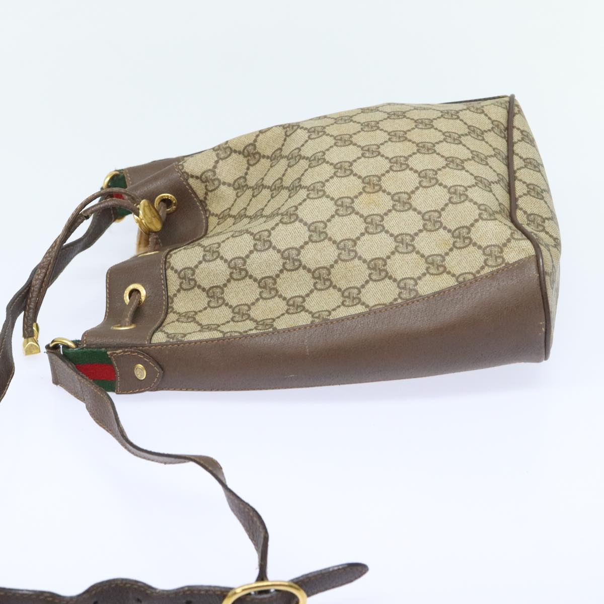 GUCCI GG Supreme Web Sherry Line Shoulder Bag PVC Beige 164 02 034 yk15230
