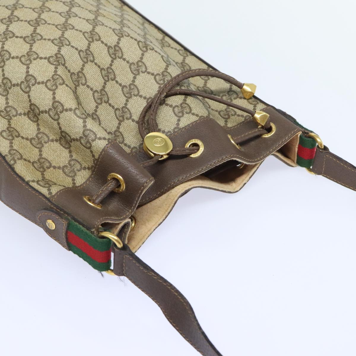 GUCCI GG Supreme Web Sherry Line Shoulder Bag PVC Beige 164 02 034 yk15230