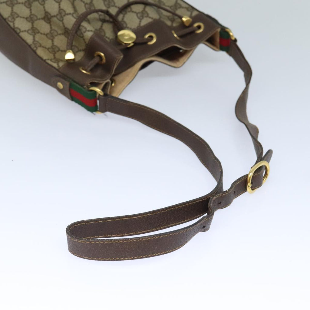 GUCCI GG Supreme Web Sherry Line Shoulder Bag PVC Beige 164 02 034 yk15230