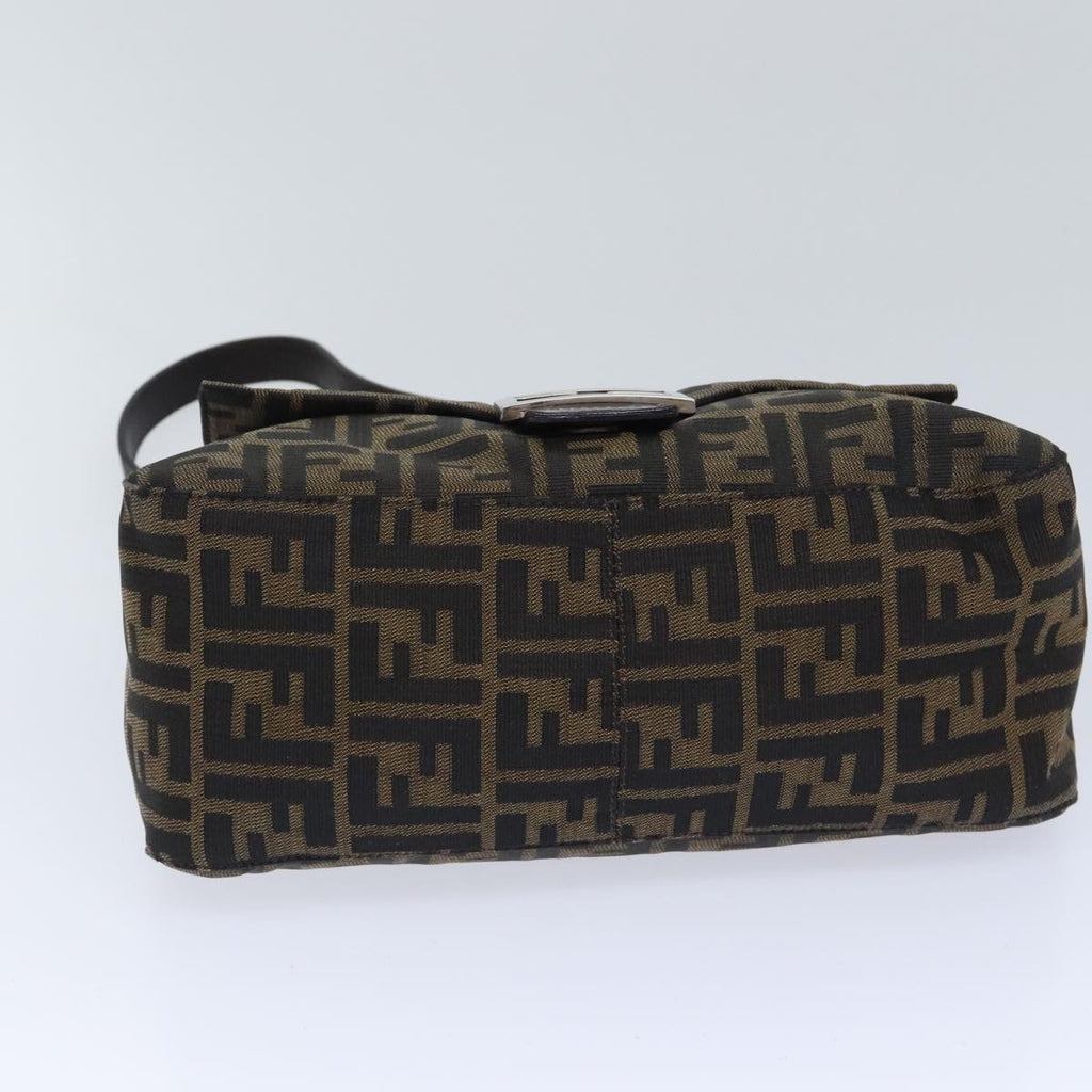 FENDI Zucca Canvas Mamma Baguette Shoulder Bag Brown Black Silver yk15236