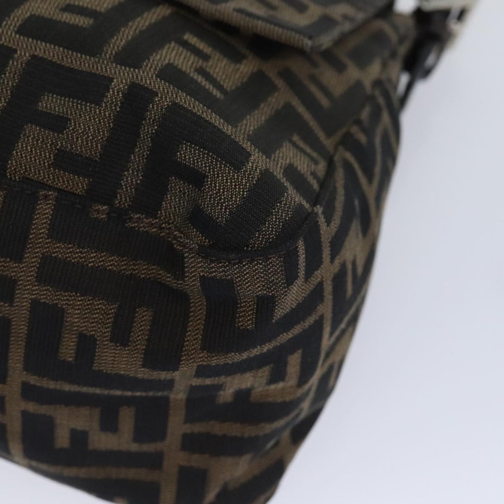 FENDI Zucca Canvas Mamma Baguette Shoulder Bag Brown Black Silver yk15236