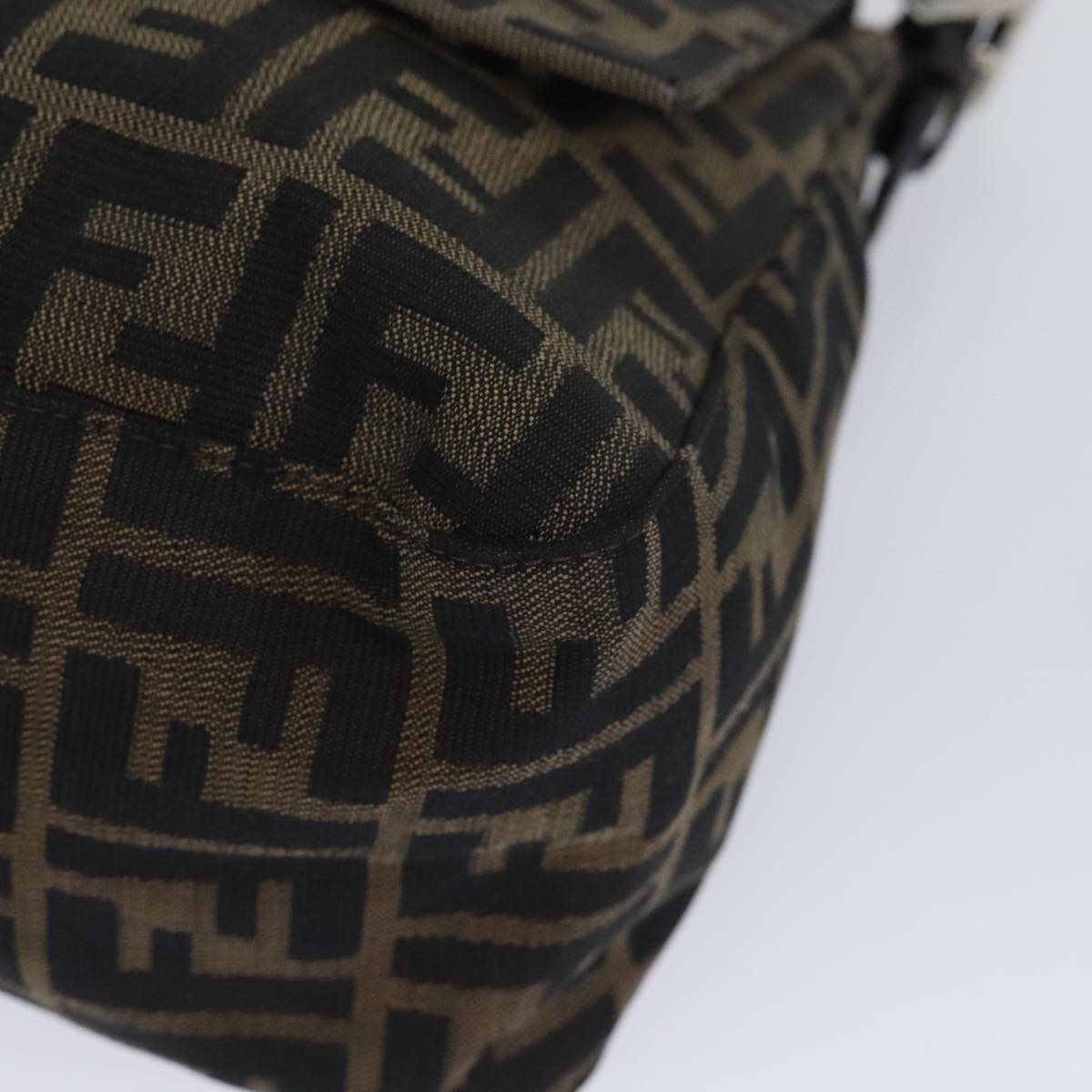 FENDI Zucca Canvas Mamma Baguette Shoulder Bag Brown Black Silver yk15236