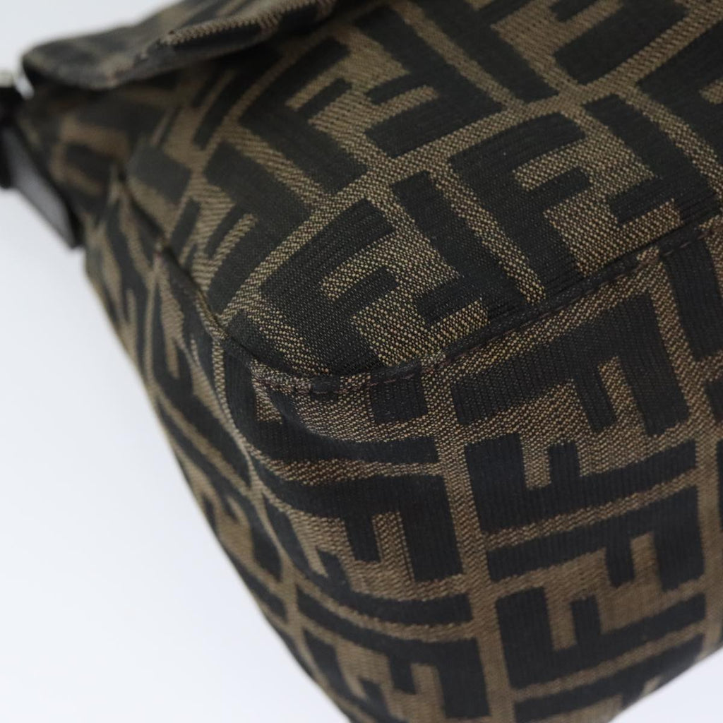 FENDI Zucca Canvas Mamma Baguette Shoulder Bag Brown Black Silver yk15236