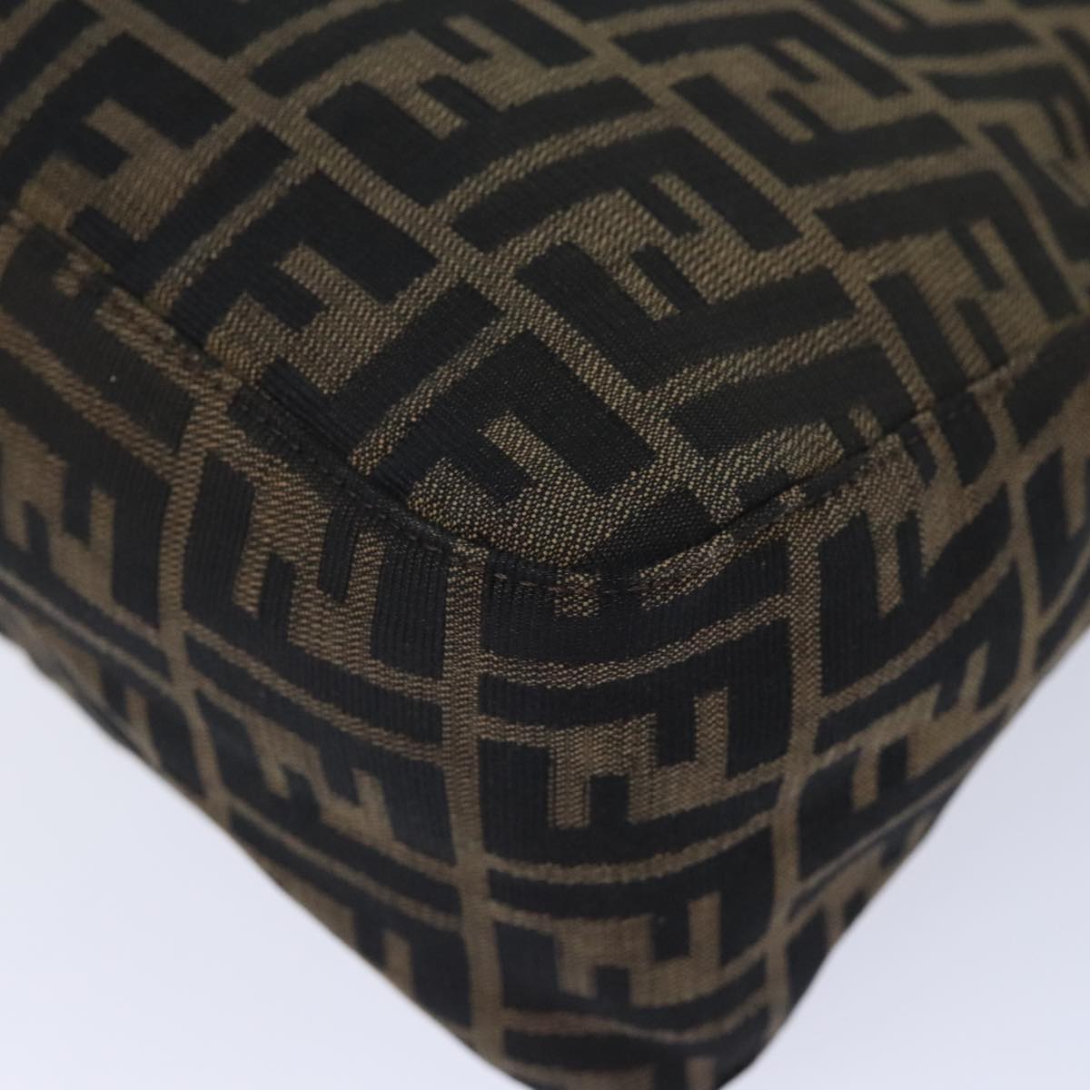 FENDI Zucca Canvas Mamma Baguette Shoulder Bag Brown Black Silver yk15236