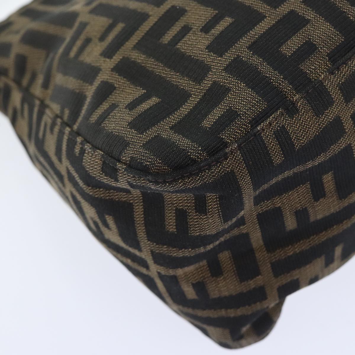 FENDI Zucca Canvas Mamma Baguette Shoulder Bag Brown Black Silver yk15236