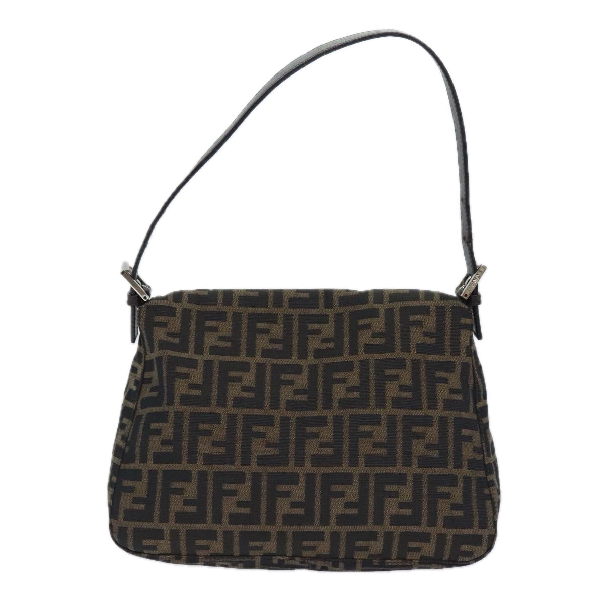 FENDI Zucca Canvas Mamma Baguette Shoulder Bag Brown Black Silver yk15236