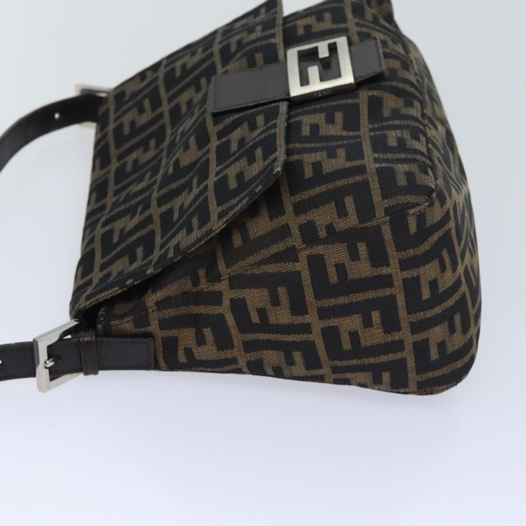 FENDI Zucca Canvas Mamma Baguette Shoulder Bag Brown Black Silver yk15236