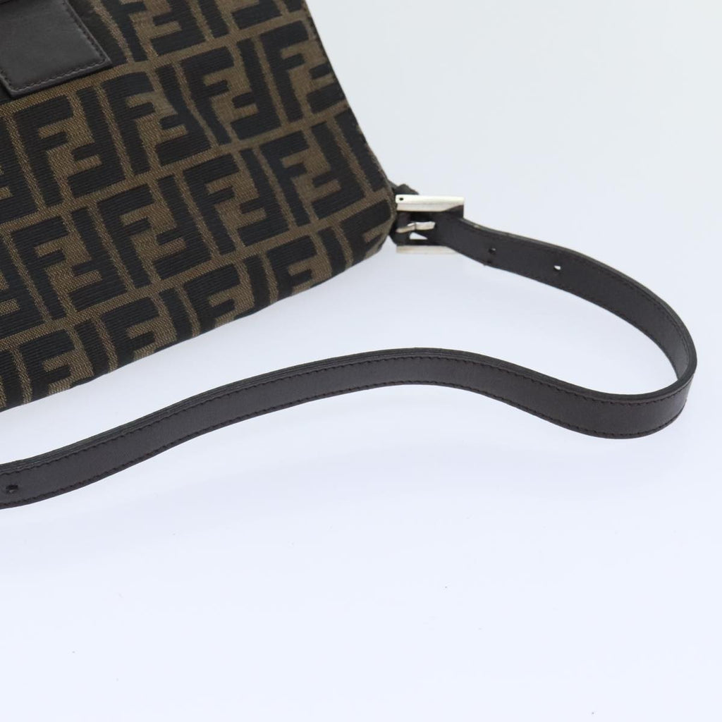 FENDI Zucca Canvas Mamma Baguette Shoulder Bag Brown Black Silver yk15236