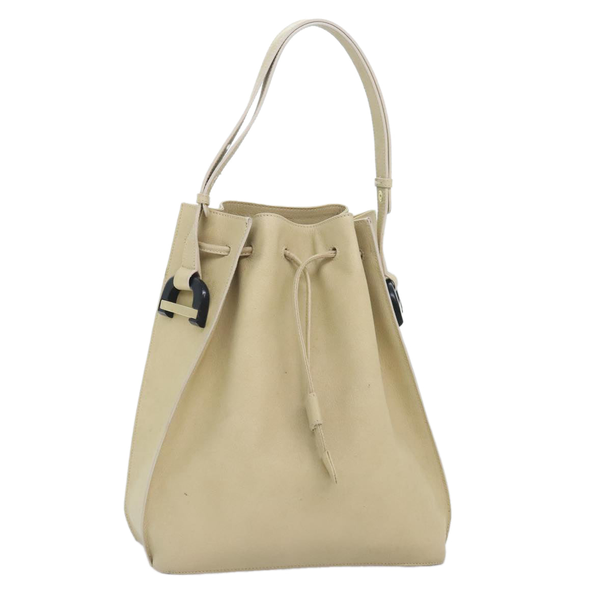 GUCCI Hand Bag Leather Beige Gold yk15237