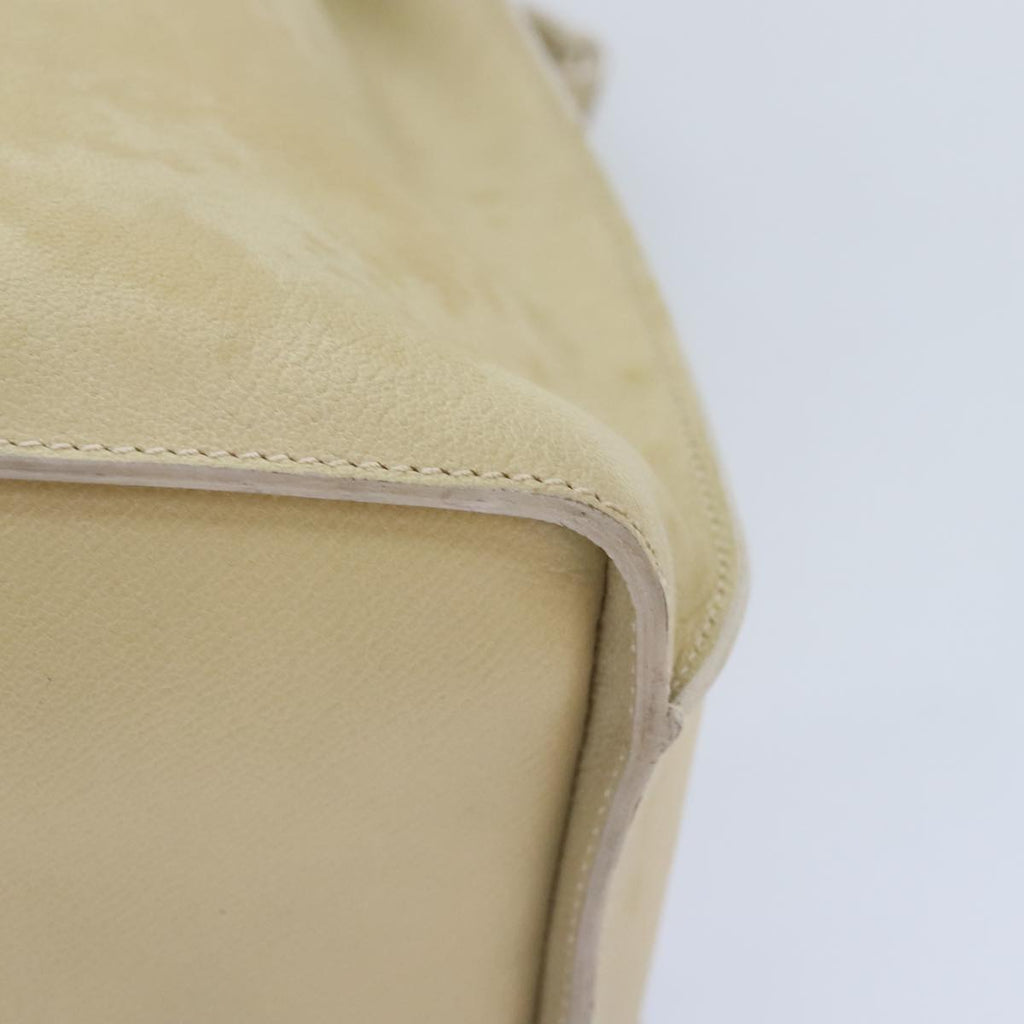 GUCCI Hand Bag Leather Beige Gold yk15237
