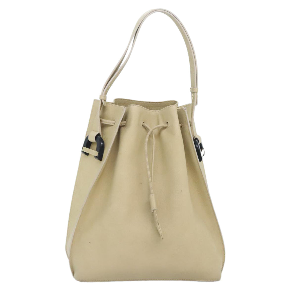 GUCCI Hand Bag Leather Beige Gold yk15237