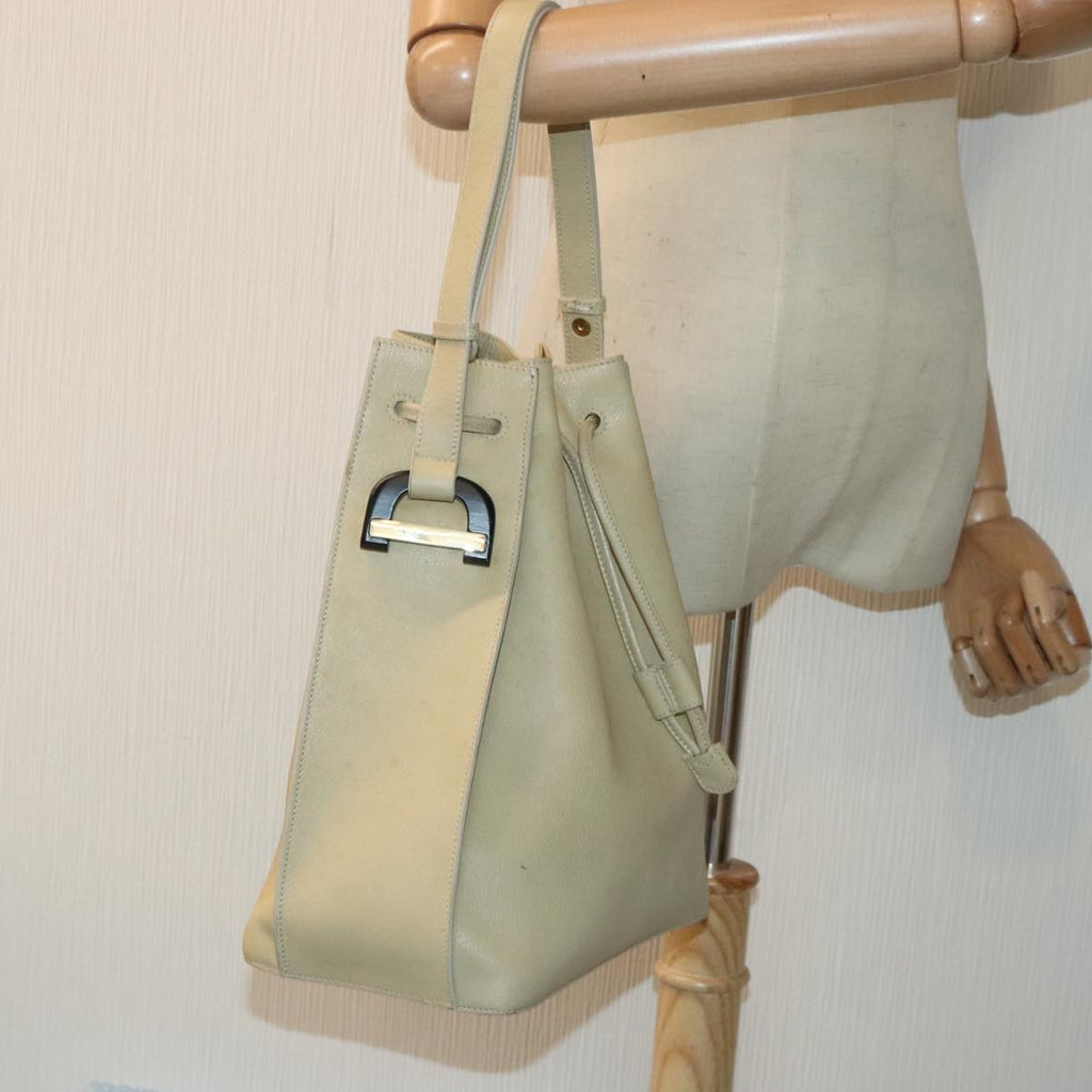 GUCCI Hand Bag Leather Beige Gold yk15237