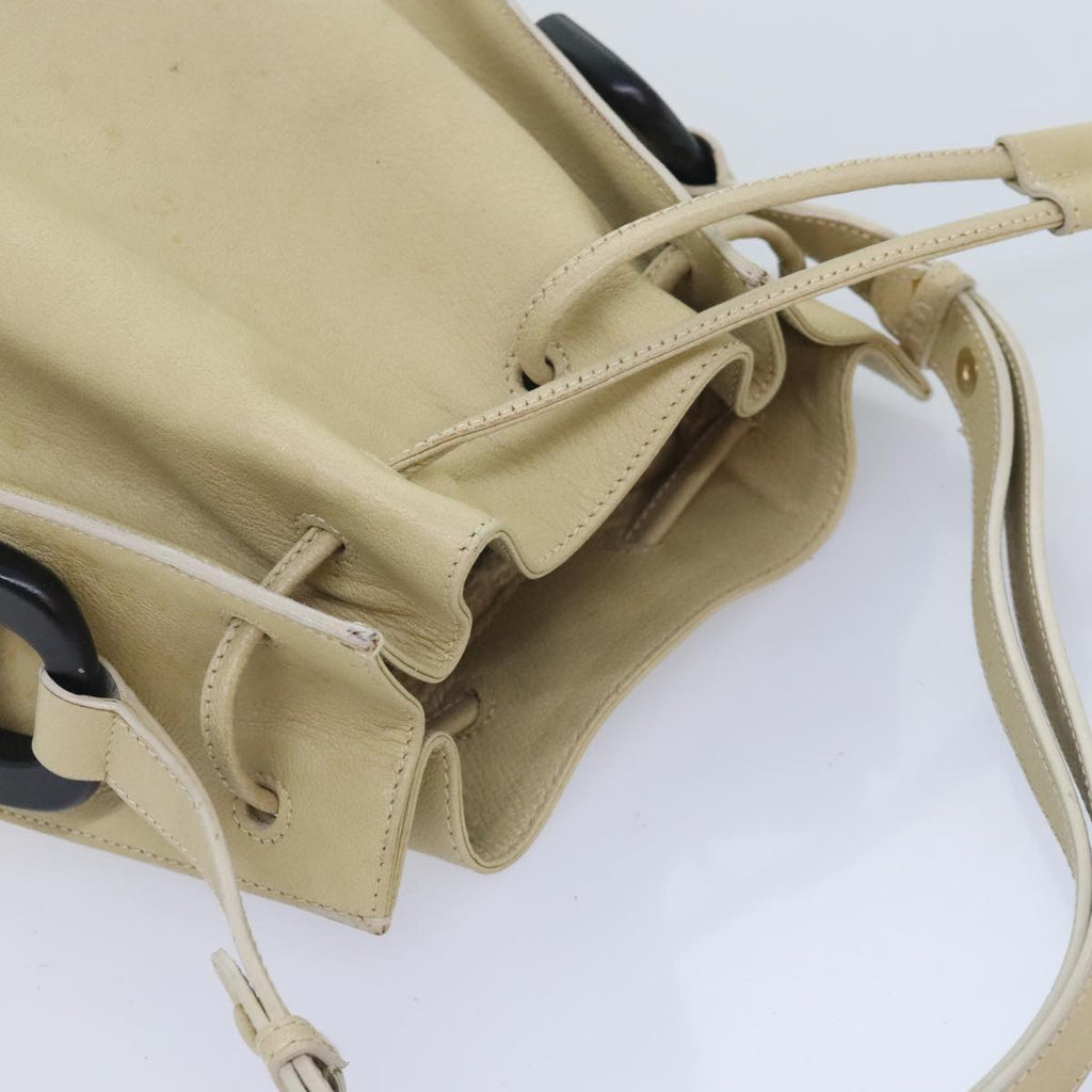 GUCCI Hand Bag Leather Beige Gold yk15237