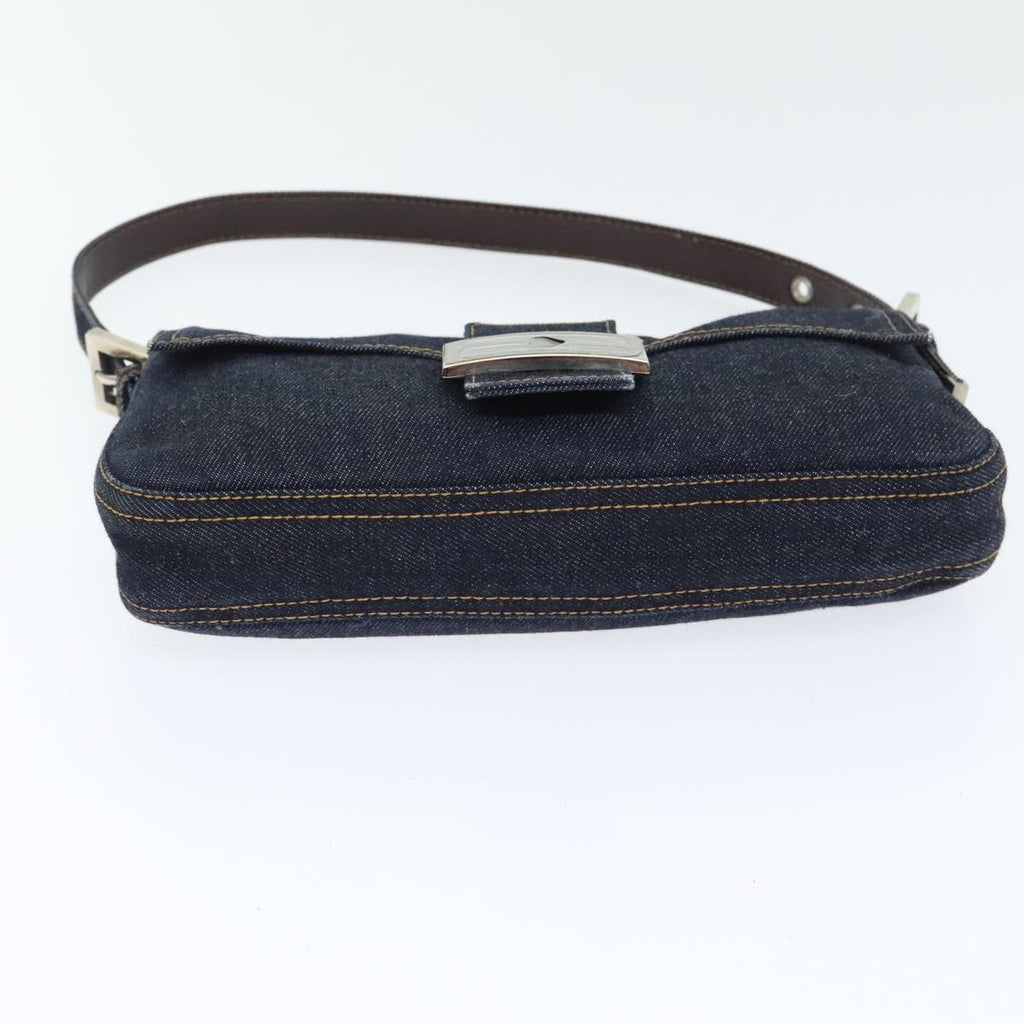 FENDI Mamma Baguette Shoulder Bag Denim Navy Silver yk15240A