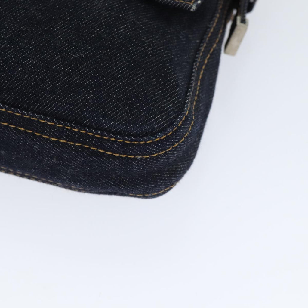 FENDI Mamma Baguette Shoulder Bag Denim Navy Silver yk15240A