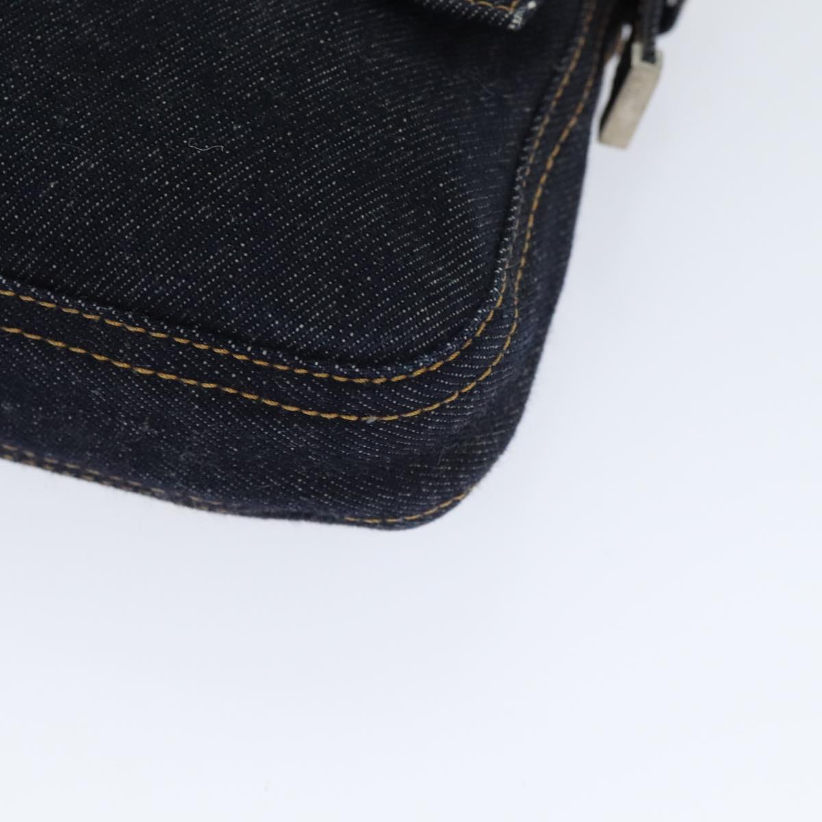FENDI Mamma Baguette Shoulder Bag Denim Navy Silver yk15240A