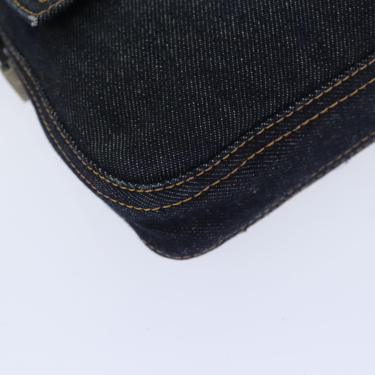 FENDI Mamma Baguette Shoulder Bag Denim Navy Silver yk15240A
