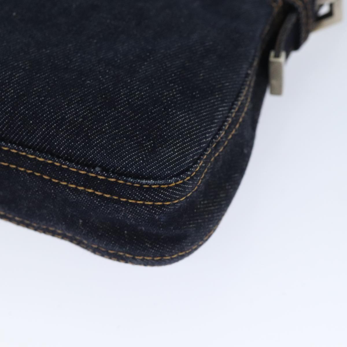 FENDI Mamma Baguette Shoulder Bag Denim Navy Silver yk15240A