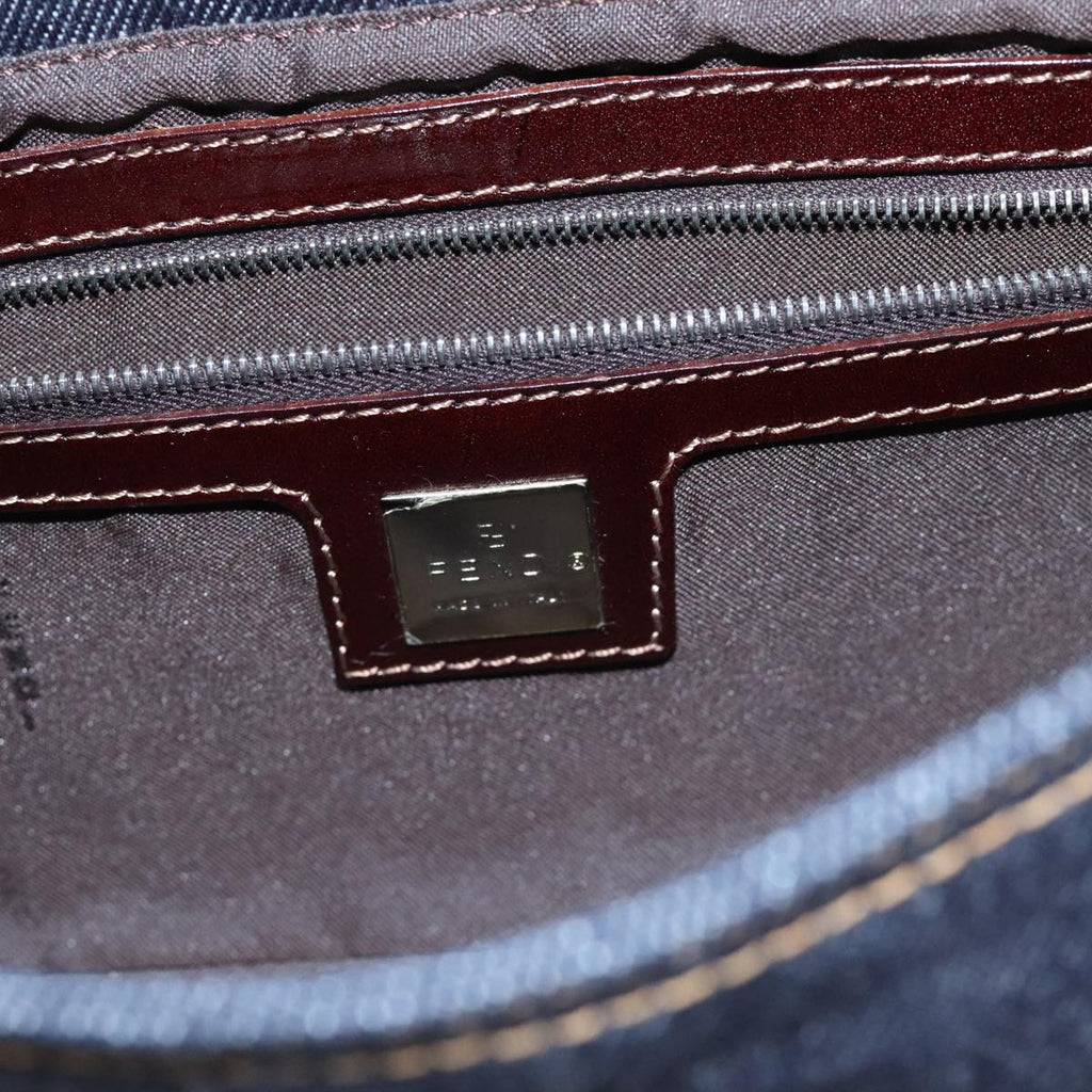 FENDI Mamma Baguette Shoulder Bag Denim Navy Silver yk15240A