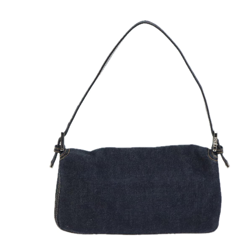 FENDI Mamma Baguette Shoulder Bag Denim Navy Silver yk15240A