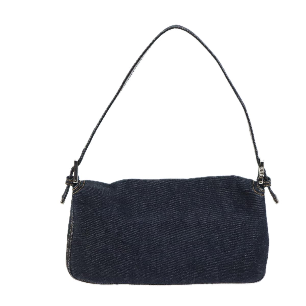 FENDI Mamma Baguette Shoulder Bag Denim Navy Silver yk15240A