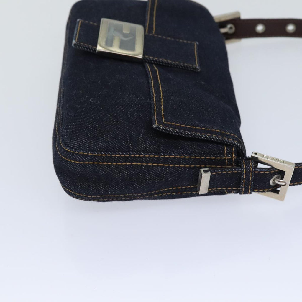 FENDI Mamma Baguette Shoulder Bag Denim Navy Silver yk15240A
